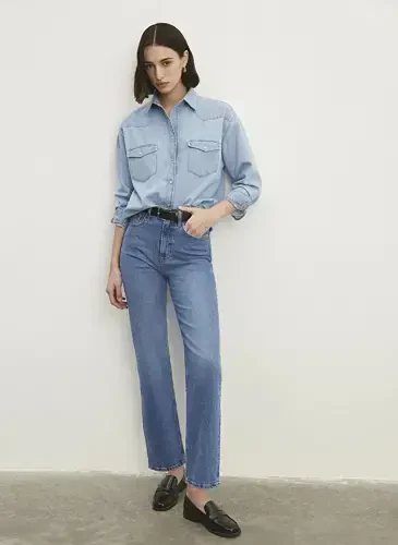 Blue SKY High Waist Straight Blue Women Denim Pants M1010627-87211 - MAVI (1)