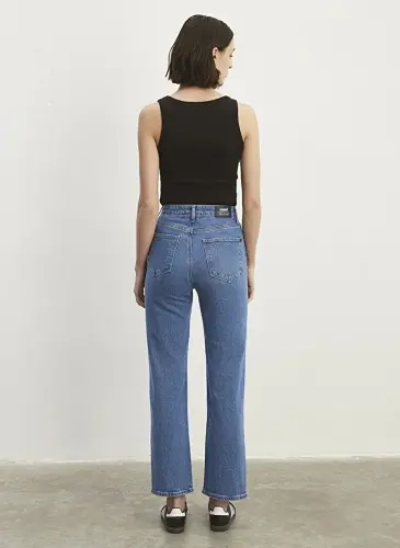 Blue SKY High Waist Straight Blue Women Denim Pants M1010627-87211 - 5
