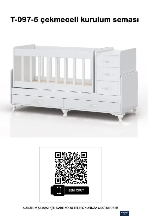 Blue Sleep Set, with Mattress, Co-sleeper, Rocking, Growing Baby Crib 60 x 120 - 5