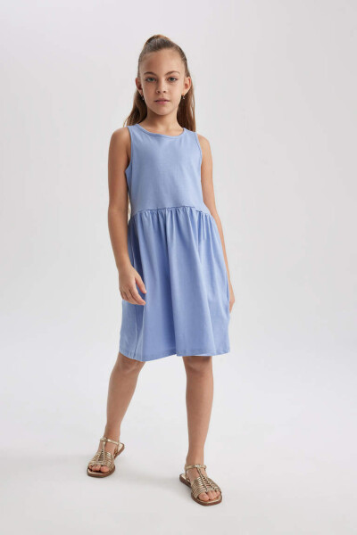 Blue Sleeveless Dress for Girls - 1