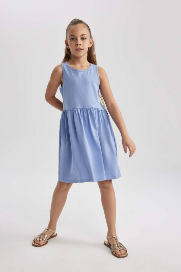 Blue Sleeveless Dress for Girls - 2