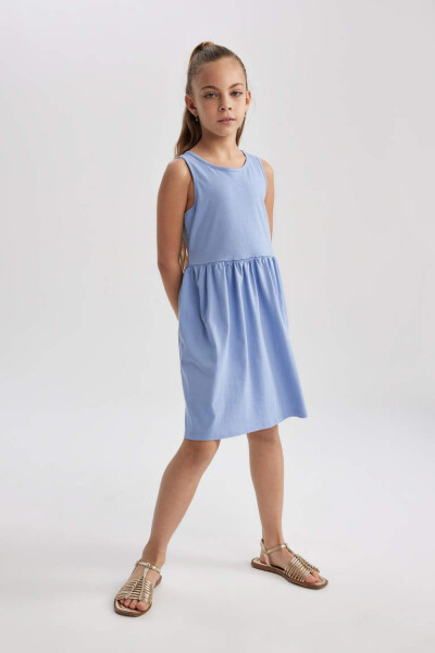 Blue Sleeveless Dress for Girls - 3