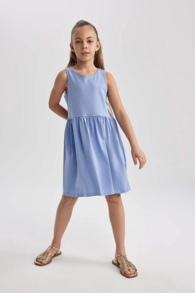 Blue Sleeveless Dress for Girls - 6