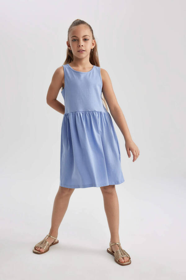 Blue Sleeveless Dress for Girls - 6