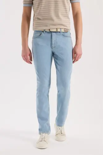 Blue Slim Fit 5-Pocket Stretch Jeans - JAKAMEN (1)
