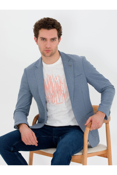 Blue Slim Fit Jacket (50271261-VR036) - CACHAREL
