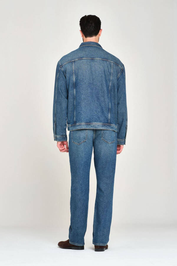 Blue slim fit men's jean jacket - 4