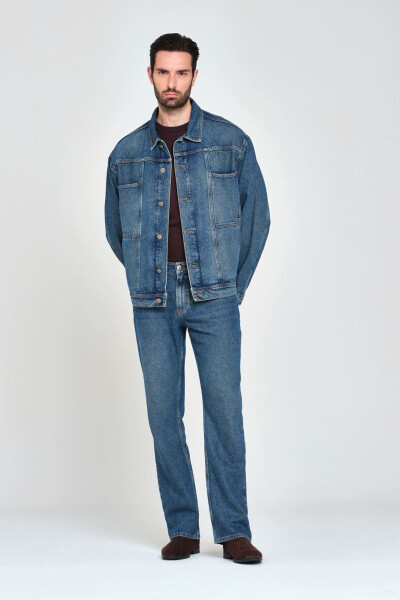 Blue slim fit men's jean jacket - PANTAMO JEANS (1)