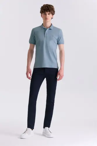 Blue Slim Fit Polo Neck T-Shirt - JAKAMEN (1)