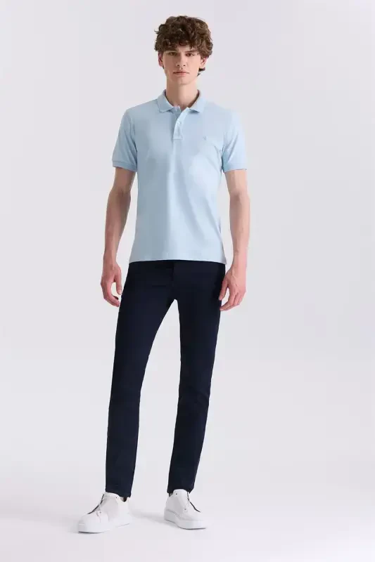 Blue Slim Fit Polo Neck T-Shirt - 2