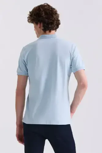 Blue Slim Fit Polo Neck T-Shirt - 4