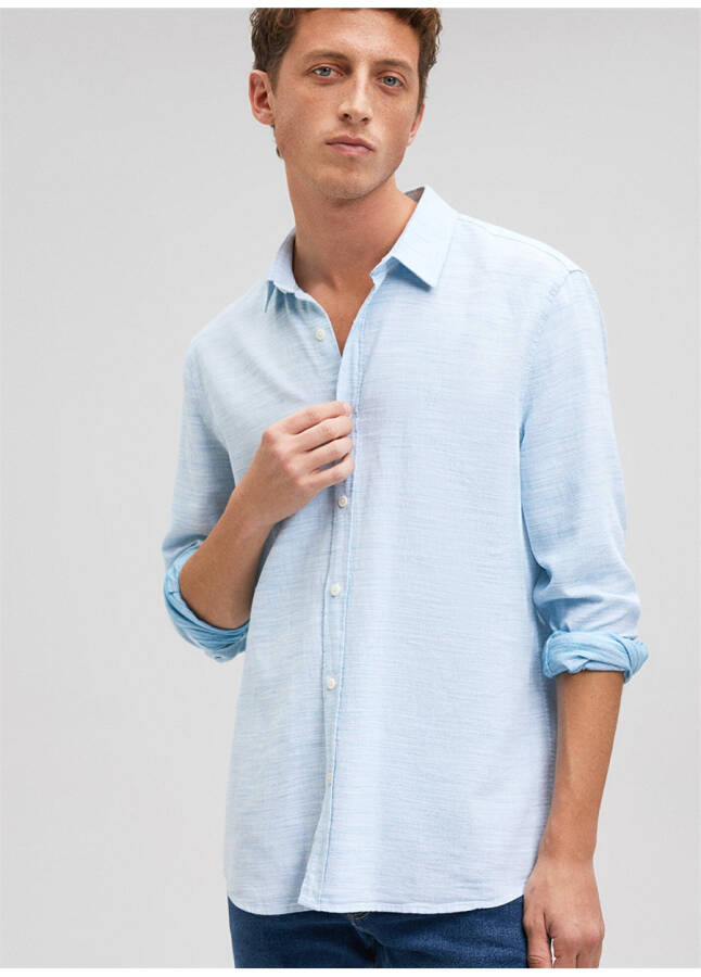 Blue Slim Fit Solid Men's Shirt - 8