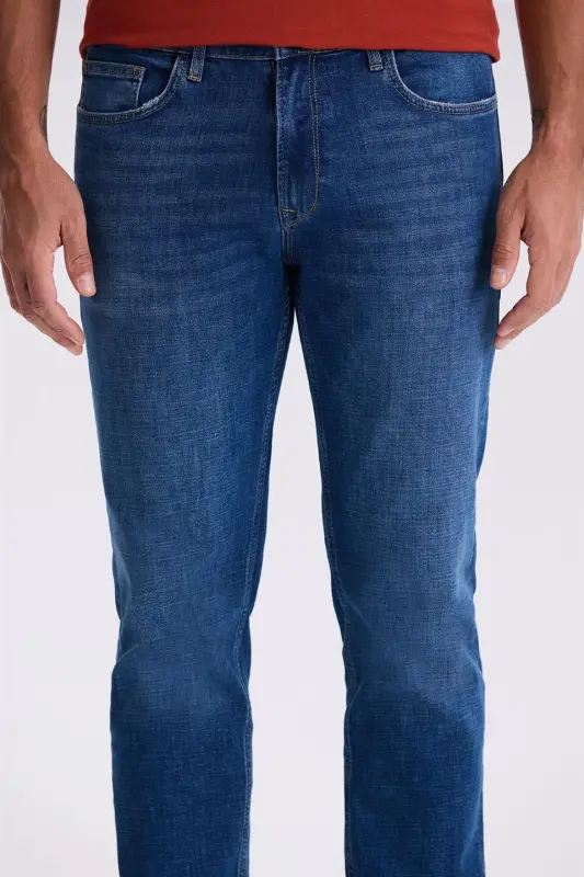Blue Slim Fit Washed Distressed Cotton Skinny Jeans - 3