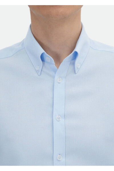 Blue Solid Regular Fit Woven Classic Cotton Blend Shirt - 5