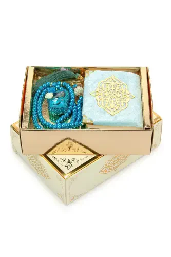 Blue Stone Dhikr Counter - Pocket Size Arabic Yasin-i Sharif - Hajj Umrah Gift Set with Pearl Rosary - Purple - IHVAN ONLINE (1)