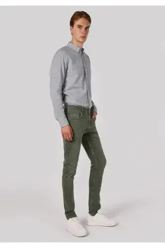 Blue, straight leg, low rise, slim fit jeans for men. - 3