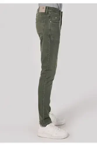 Blue, straight leg, low rise, slim fit jeans for men. - 4