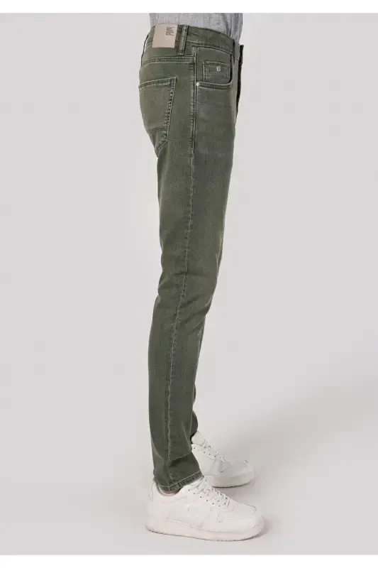 Blue, straight leg, low rise, slim fit jeans for men. - 4