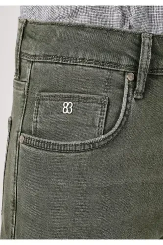 Blue, straight leg, low rise, slim fit jeans for men. - 5