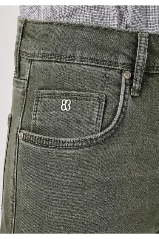 Blue, straight leg, low rise, slim fit jeans for men. - 5