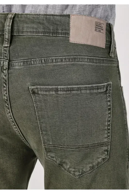 Blue, straight leg, low rise, slim fit jeans for men. - 6