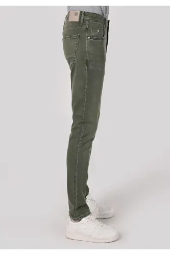 Blue, straight leg, low rise, slim fit jeans for men. - 4