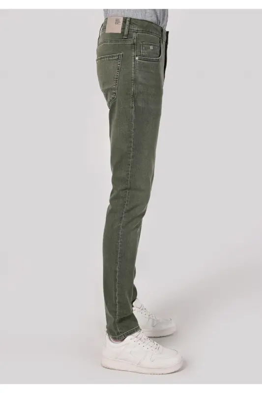 Blue, straight leg, low rise, slim fit jeans for men. - 4