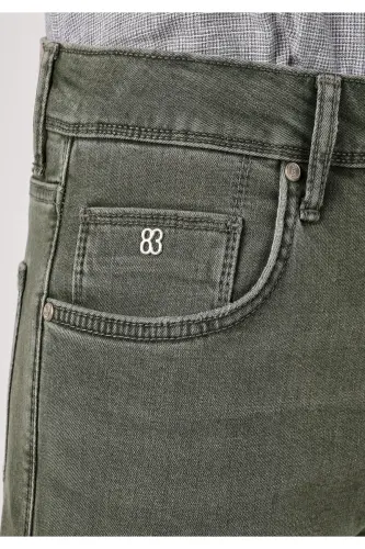 Blue, straight leg, low rise, slim fit jeans for men. - 5