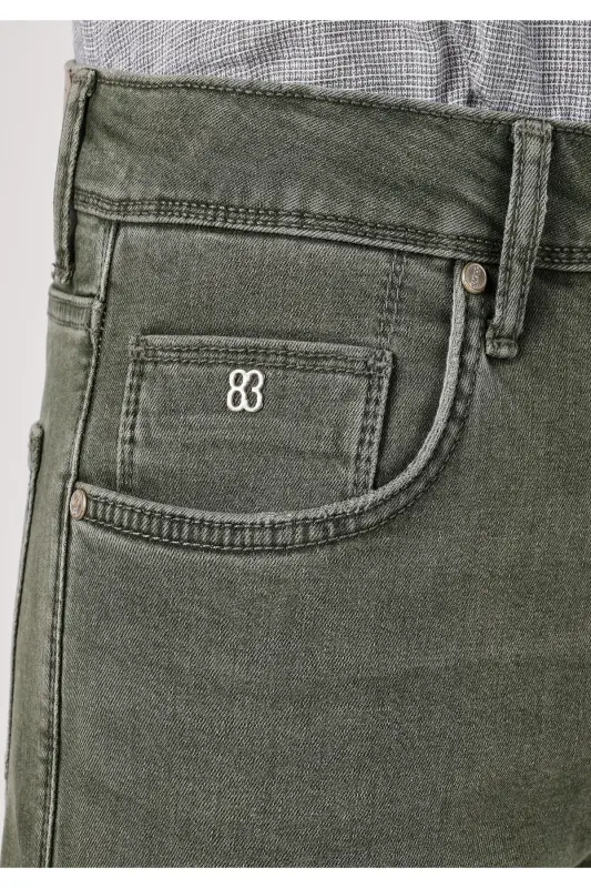 Blue, straight leg, low rise, slim fit jeans for men. - 5