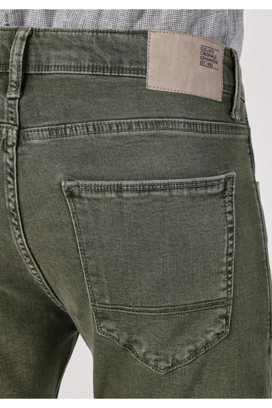 Blue, straight leg, low rise, slim fit jeans for men. - 6