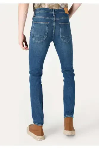 Blue, straight leg, low waist, regular fit trousers for men. - COLIN’S (1)