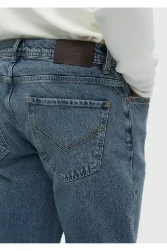 Blue Straight Regular Fit Denim 100% Cotton Trousers - 5