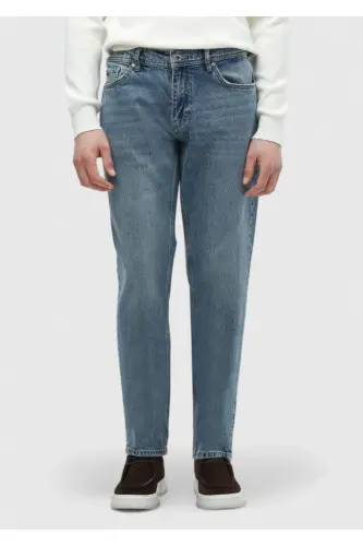 Blue Straight Regular Fit Denim 100% Cotton Trousers - RAMSEY (1)