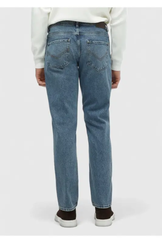 Blue Straight Regular Fit Denim 100% Cotton Trousers - 6