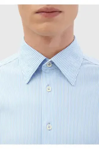 Blue Striped Regular Fit Classic Shirt - 4