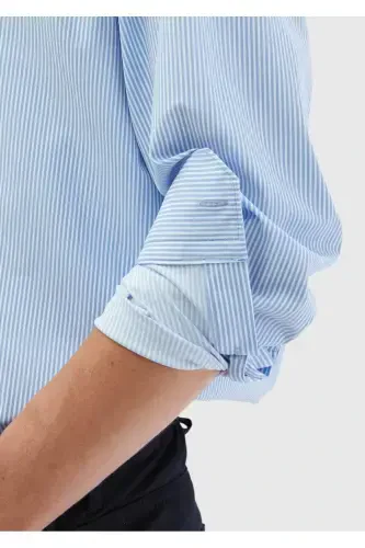 Blue Striped Regular Fit Classic Shirt - 5