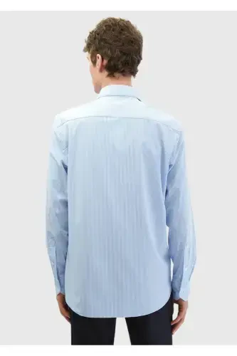 Blue Striped Regular Fit Classic Shirt - 7
