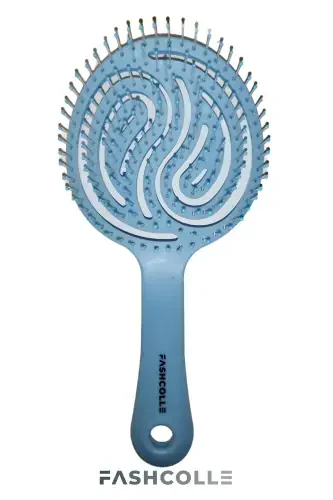Blue Three-Dimensional Oval Hair Brush-Blue - 1