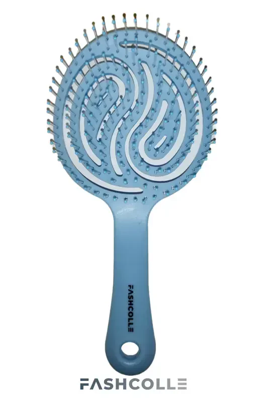 Blue Three-Dimensional Oval Hair Brush-Blue - FASHCOLLE