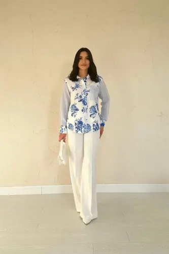 Blue Trimmed Shirt - 1