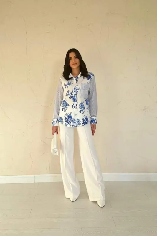 Blue Trimmed Shirt - 2