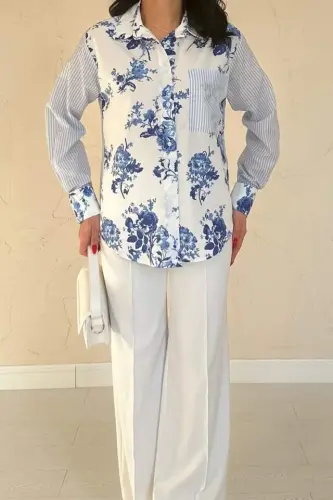 Blue Trimmed Shirt - 3