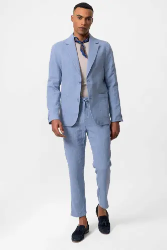 Blue Unlined Pocket Men's Blazer Jacket - Blue - 4