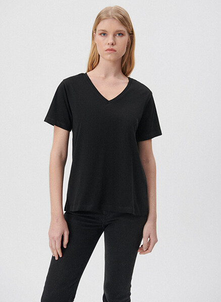 Blue V-Neck Black Women's T-Shirt M1611444-900-V NECK T-SHIRT - 3