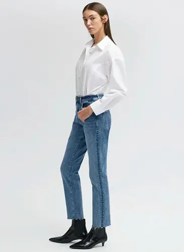 Blue VIOLA Mid GOLD VINTAG Dark Blue Women Denim Pant M101048-84417 - 3
