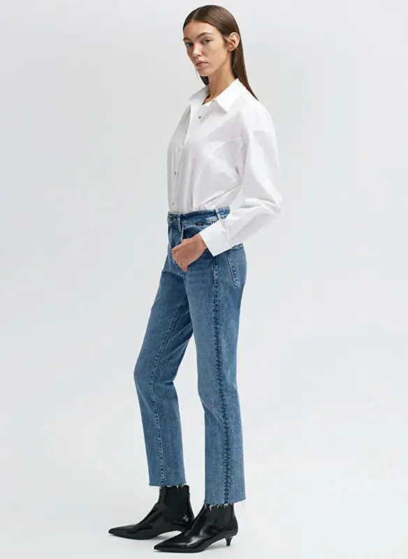 Blue VIOLA Mid GOLD VINTAG Dark Blue Women Denim Pant M101048-84417 - 3