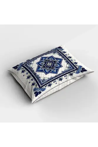 Blue White Floral Patterned Printed Single and Kids Pique Set-Pattern - ELSE DEKOR (1)