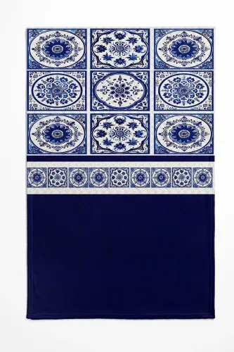 Blue White Tile Patterned Printed Single and Children's Pique Set-Pattern - 3