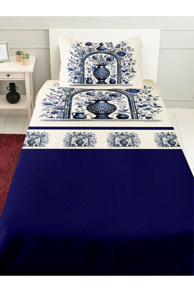 Blue White Vase Vintage Pattern Printed Single and Child Quilt Set - ELSE DEKOR