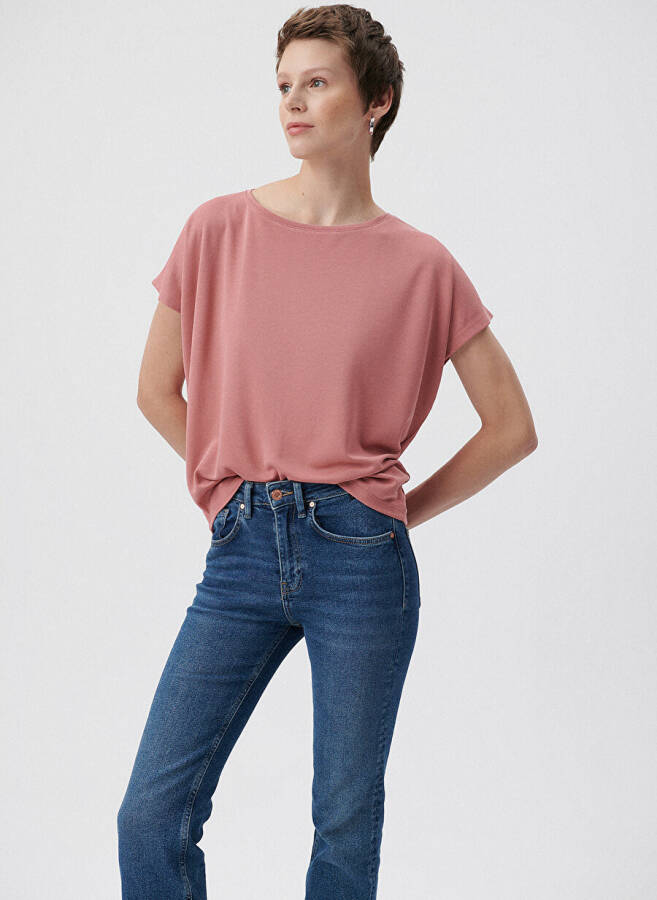 Blue Wide Neck Pink Women's T-Shirt M167245-71072-SHORT SLEEVE T-SHIRT - 8